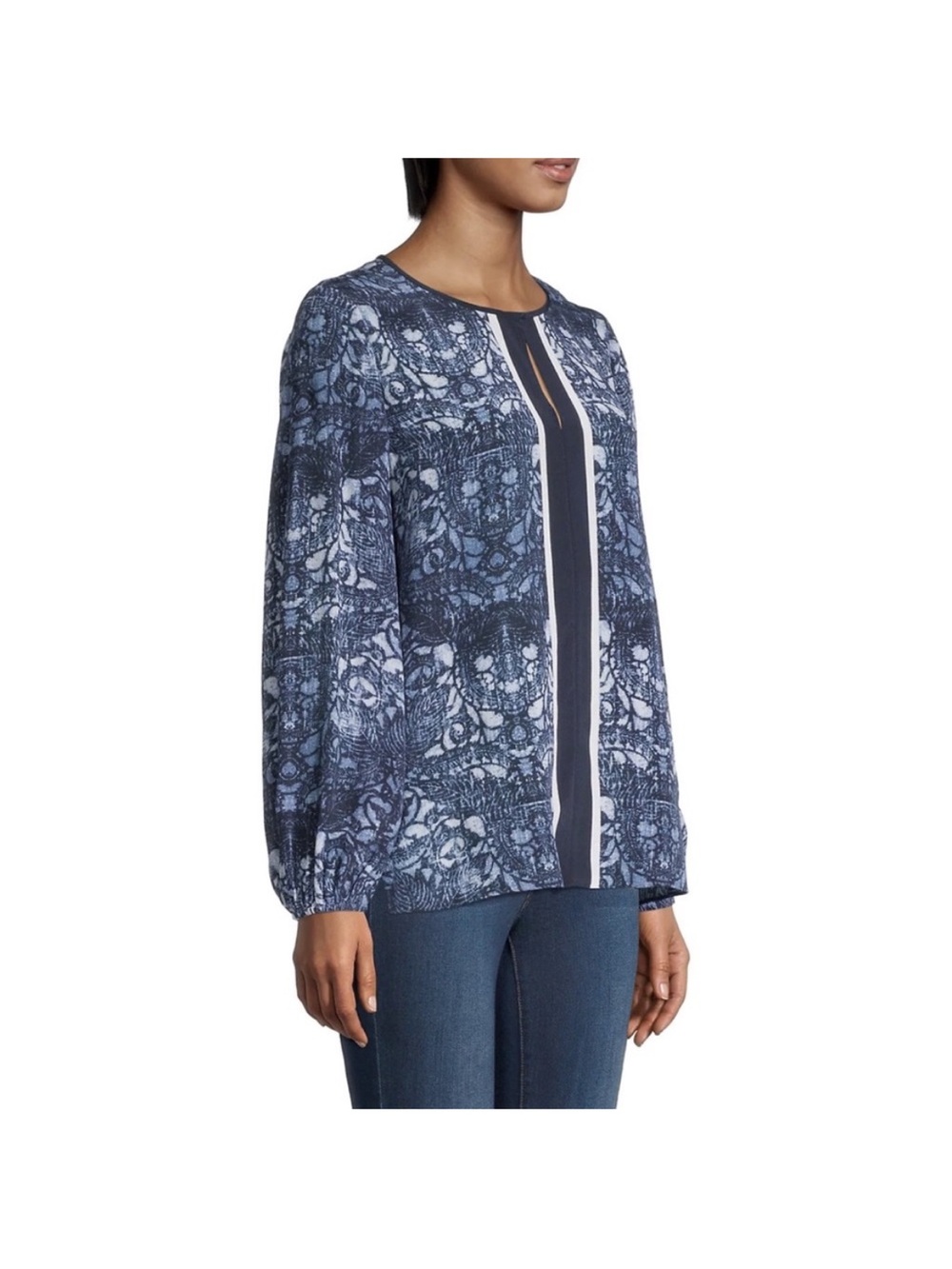 Kobi Halperin Size Small Bianca Silk Blouse Blue Medallion Print Silk Luxury